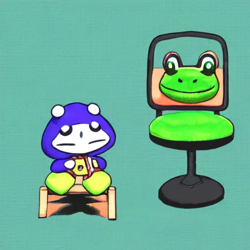 Image similar to cute froggy chair from animal crossing, fanart