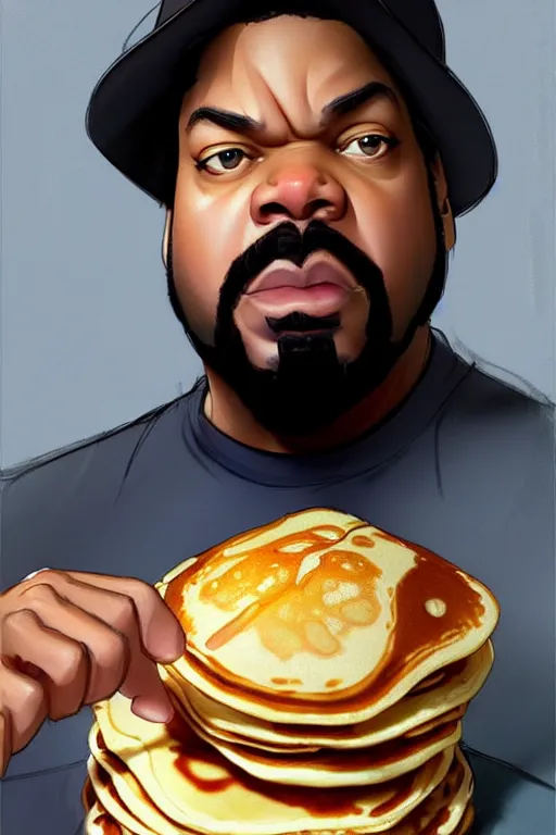 Image similar to ice cube cooking pancakes animation pixar style, by magali villeneuve, artgerm, jeremy lipkin and michael garmash, rob rey and kentaro miura style, golden ratio, trending on art station