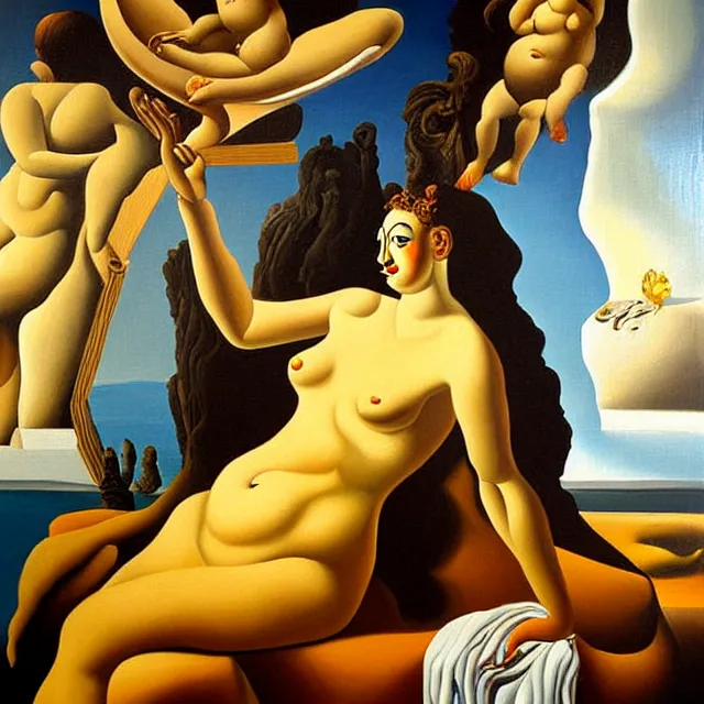 Image similar to a beautiful painting venus of milos, bathroom by salvador dali realistic oil painting