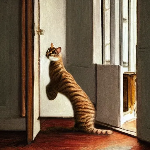 Prompt: very very very very beautiful photo of the cat sitting in provence style interior room, photorealism,