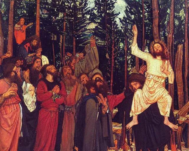 Image similar to christ's second coming by viktor vasnetsov, very beautiful painting 4k scan