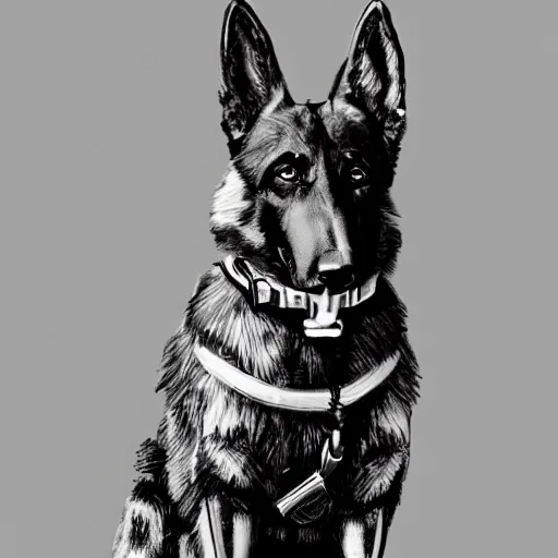 Image similar to German Shepherd Police Officer, digital art, artstation, very detailed, award winning, Furry Art,