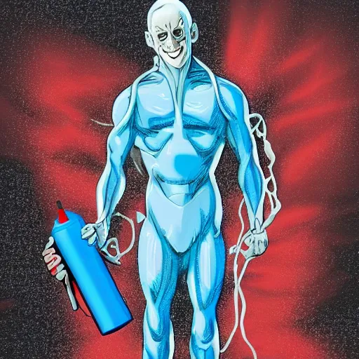 mr freeze holding a compressed air can upside down art Stable Diffusion