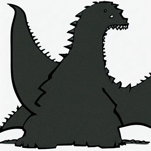 Image similar to a wave in the shape of Godzilla, cartoon drawing