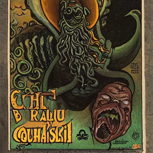 Image similar to A man riding Cthulu