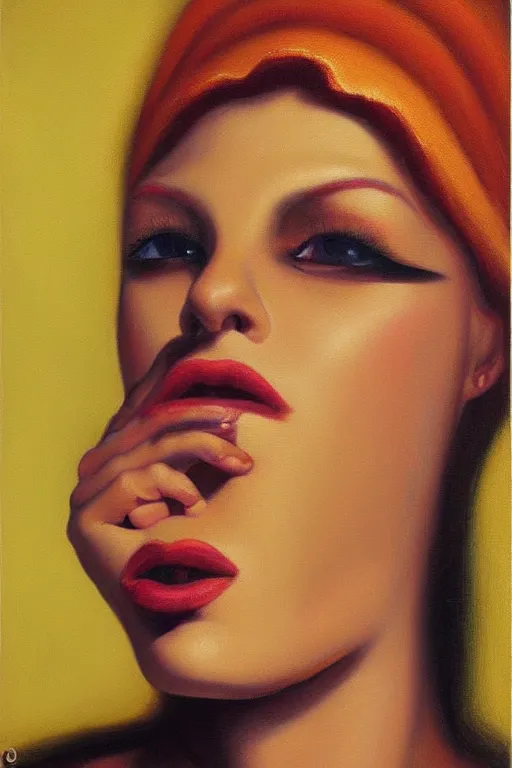 Image similar to a painting of a woman's face and neck, an oil painting by Vladimir Tretchikoff, cgsociety, neo-figurative, oil on canvas, dystopian art, darksynth