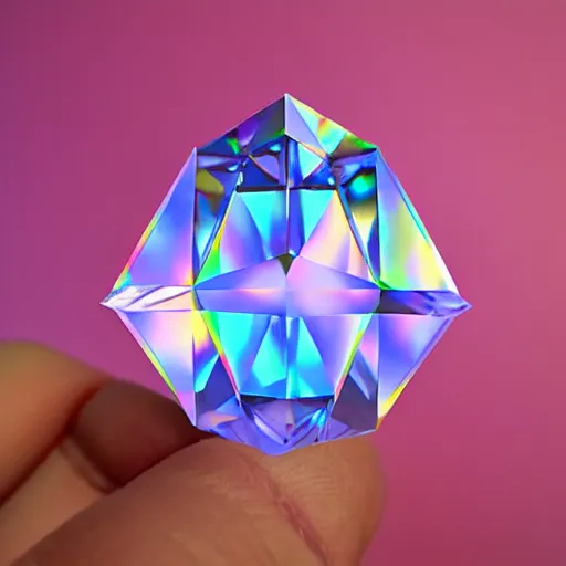 Image similar to low poly iridescent transparent diamond, prism