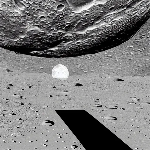 Image similar to Cthulhu, the surface of the moon, apollo 11 astronauts, tic tac ufo, lunar base, photorealistic, epic, long shot, horizon