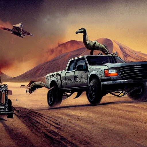 Prompt: truck velociraptor in the style of mad max and star wars, futuristic, dramatic lighting, intricate photorealism, high detail, many exotic high end features