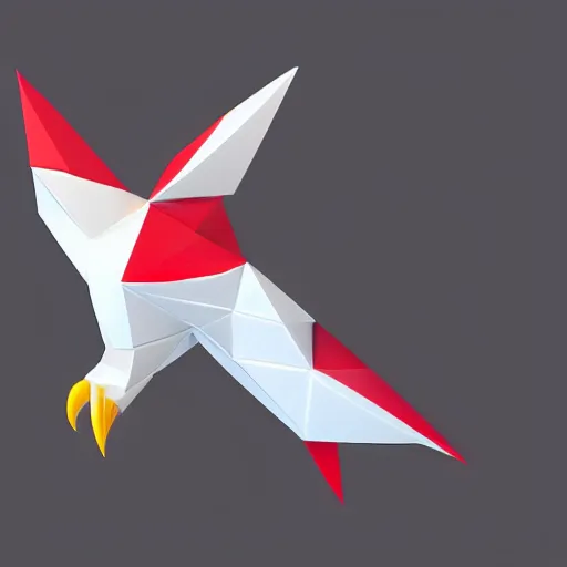 Image similar to low poly, vector, white eagle icon, in a book, red background, cgsociety, artstation, octane render