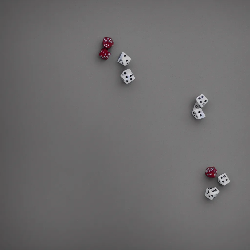 Image similar to a macro shot of a dice with little robot legs, studio lighting, dim shadow