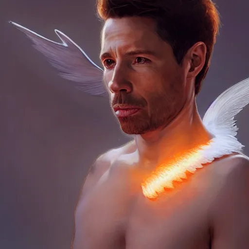 Image similar to michael mcintrye as the angel michael, anatomy, bathed in light, highly detailed, photorealistic, artstation, smooth, sharp focus, illustration, unreal engine 5, 8 k, art by artgerm and greg rutkowski and edgar maxence