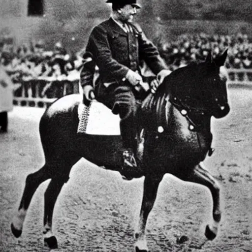 Prompt: hitler riding a pony in a dress