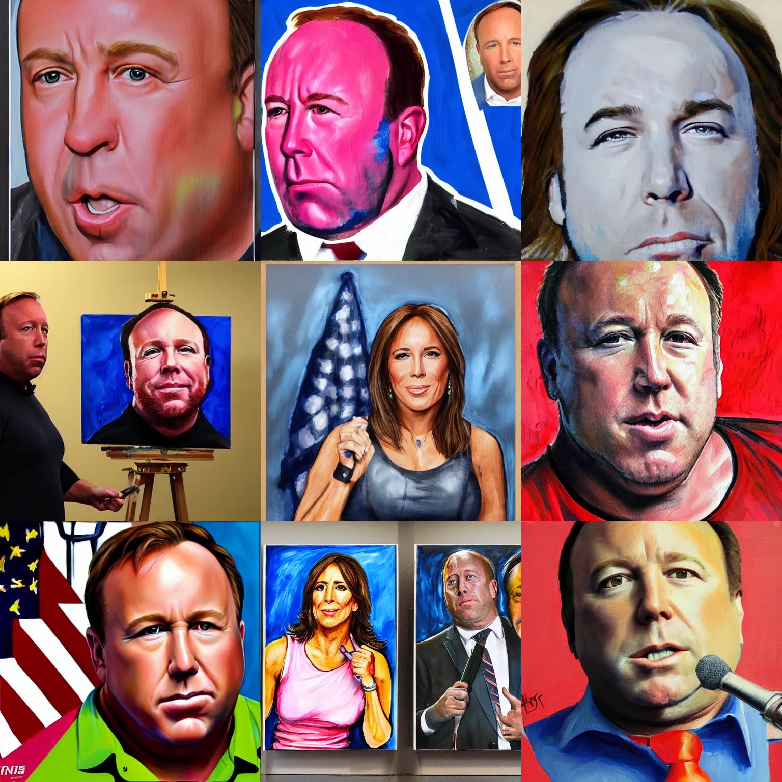 Prompt: alex jones from infowars by a very bad painter