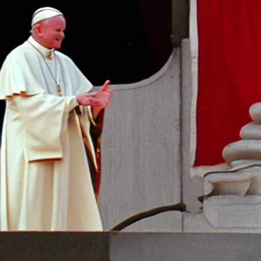 Prompt: john paul ii holding a yeezy sneaker, admiring it