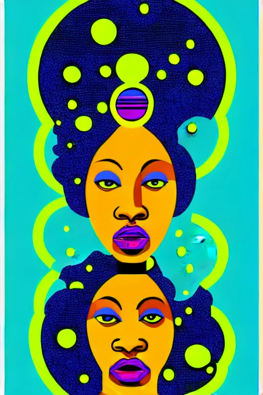 Prompt: art by paul lewin. award winning afrofuturist artwork. pastel complementary colours. polished. vectorgraphic illustration. slightly shaded.