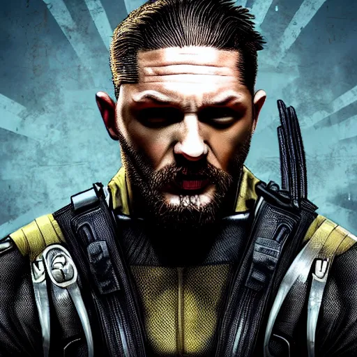 Image similar to Tom Hardy in wolverine suit Digital art 4K quality