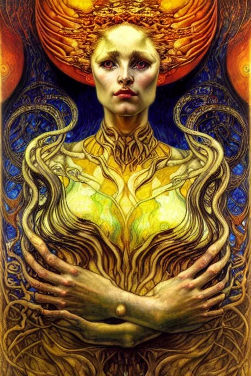 Image similar to Divine Chaos Engine by Karol Bak, Jean Delville, William Blake, Gustav Klimt, and Vincent Van Gogh, symbolist, visionary