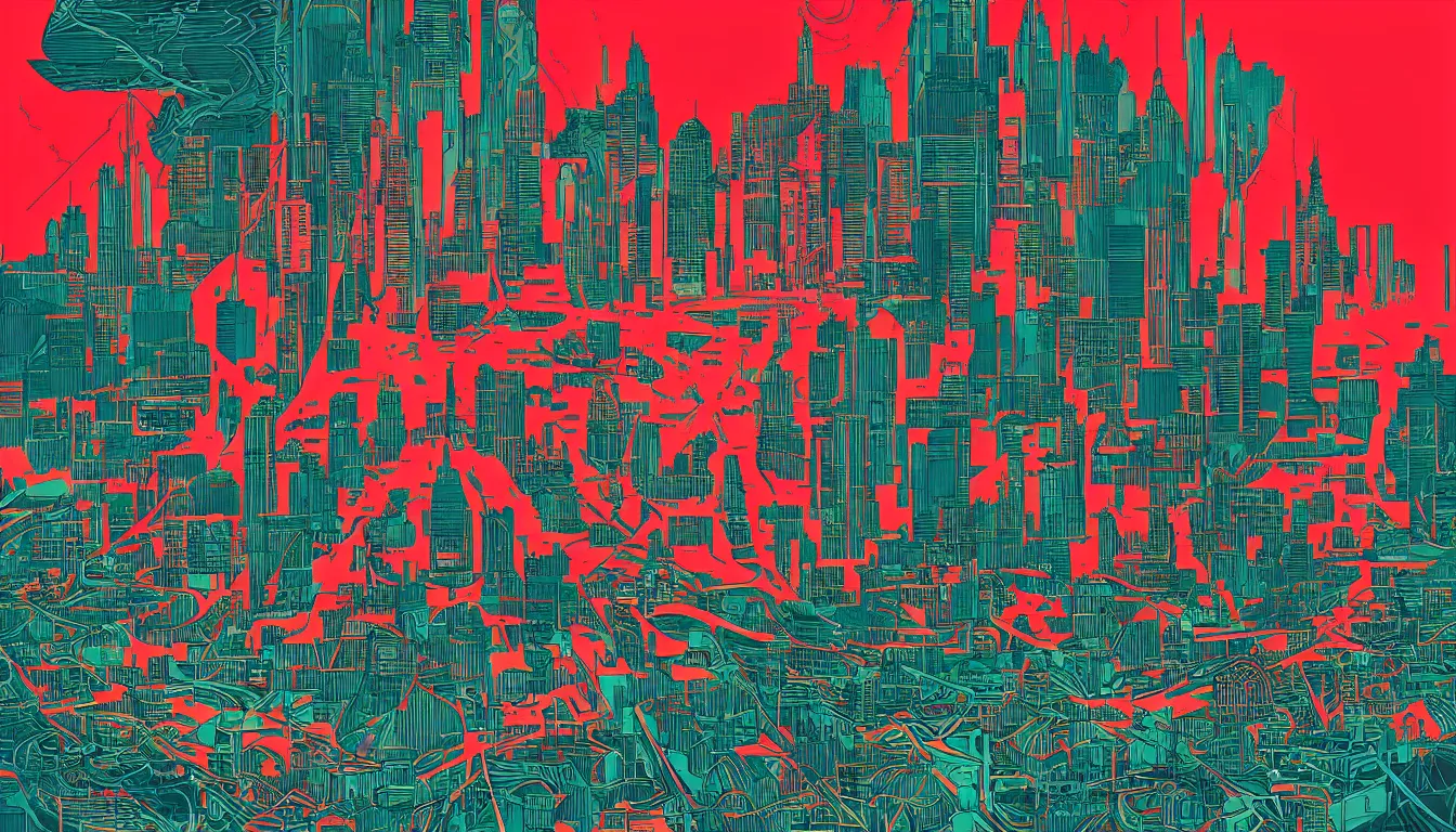 Image similar to Detroit by Kilian Eng, minimalist, detailed