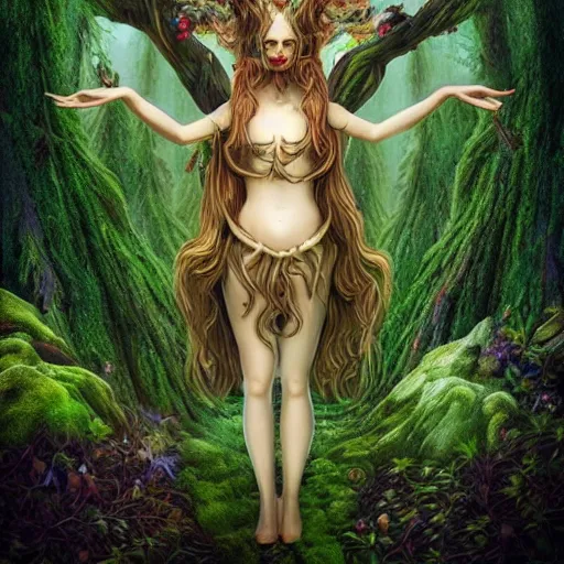 Prompt: beautiful and surreal forest god