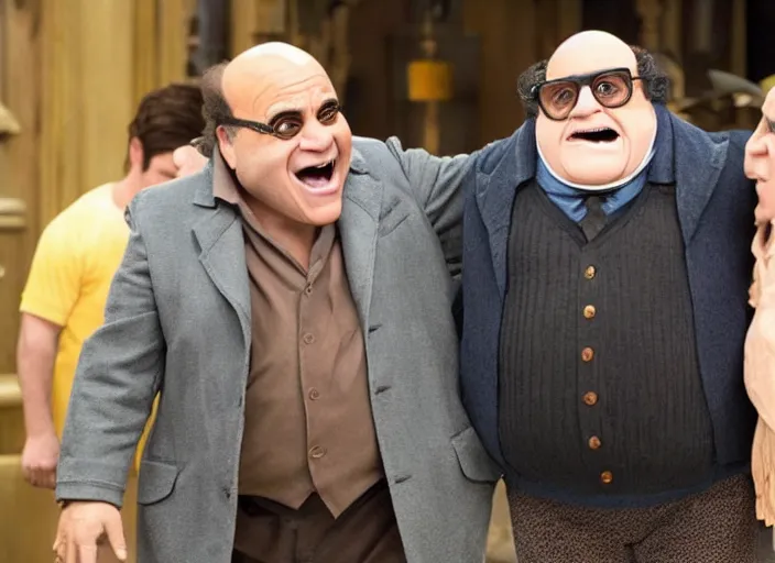 Image similar to Danny DeVito cast as Gru, still from Despicable Me 2010