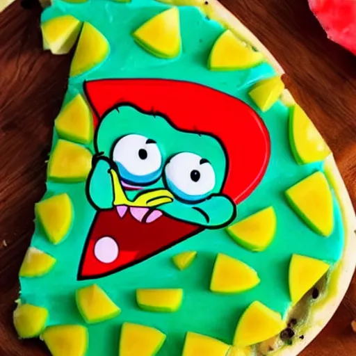 Image similar to spongebob watermelon pizza