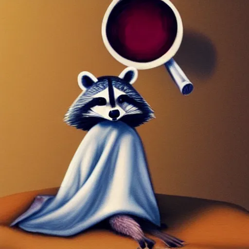 Image similar to a photorealistic racoon wearing an elegant night gown holding a cup of wine