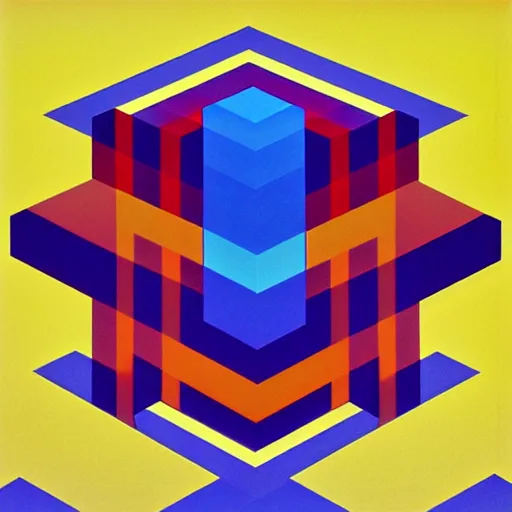 Prompt: geometric square by shusei nagaoka, david rudnick, airbrush on canvas, symmetry, colorful, angles