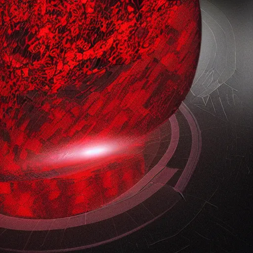 Image similar to loneliness and fear in a red future sphere limbo abstract dark highly detailed in cubes