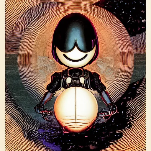 Image similar to portrait closeup of marshmello, symmetrical, by yoichi hatakenaka, masamune shirow, josan gonzales and dan mumford, ayami kojima, takato yamamoto, barclay shaw, karol bak, yukito kishiro, areuz