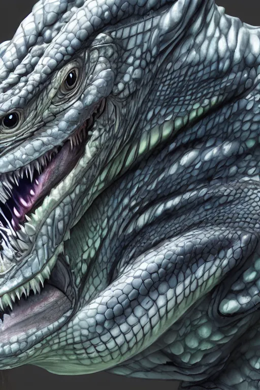 Image similar to lizardman, gray scales, anime, hd,