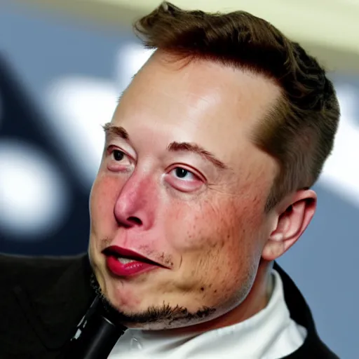 Image similar to Elon Musk, he has a beetroot head, super realistic photo