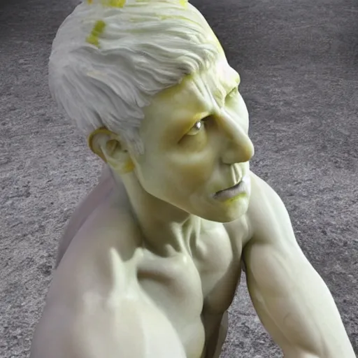 Prompt: marble statue with lemon head hyper realistic