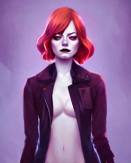 Image similar to a portrait of a beautiful full body Emma Stone vampire, art by lois van baarle and loish and ross tran and rossdraws and sam yang and samdoesarts and artgerm, digital art, highly detailed, intricate, sharp focus, Trending on Artstation HQ, deviantart, unreal engine 5, 4K UHD image