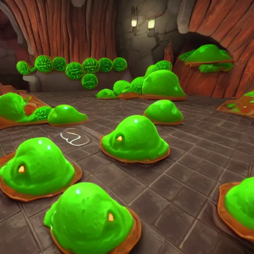 Prompt: screenshot of a game where a slime collects coins Unreal Engine