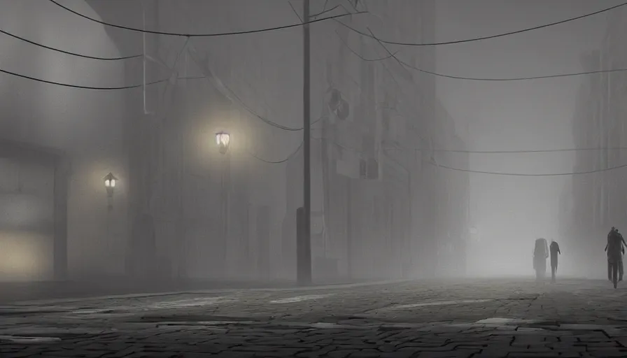 Image similar to giant turtle walking in silent hill streets, fog, empty streets, hyperdetailed, artstation, cgsociety, 8 k