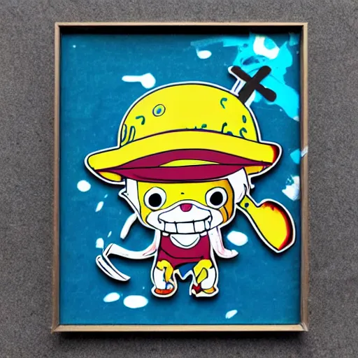 Image similar to tony chopper of one piece, splatter paint