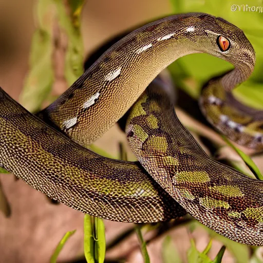 Prompt: Bush Viper snake, wildlife photography