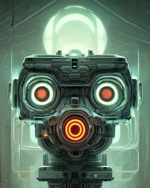 Image similar to portrait of funny giant eyes android mechanoid cube, intricate abstract. intricate artwork, by tooth wu, wlop, beeple, dan mumford. concept art, octane render, trending on artstation, greg rutkowski very coherent symmetrical artwork. cinematic, key art, hyper realism, high detail, octane render, 8 k, iridescent accents