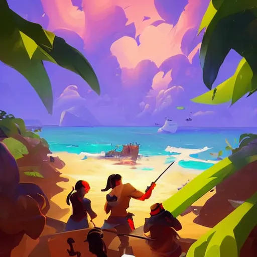 Image similar to painting treasure on sea of thieves game smooth median photoshop filter cutout vector, behance hd by jesper ejsing, by rhads, makoto shinkai and lois van baarle, ilya kuvshinov, rossdraws global illumination