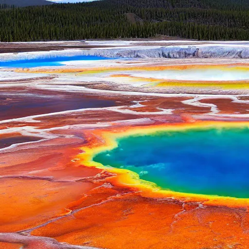 Prompt: Dover Castle in the Grand Prismatic Spring, Yellowstone