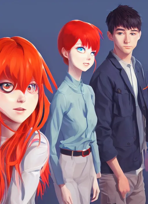 Image similar to highly detailed portrait of asuka langley soryu, stephen bliss, loish, rhads, makoto shinkai and lois van baarle, ilya kuvshinov, global illumination, radiant light, detailed and intricate environment