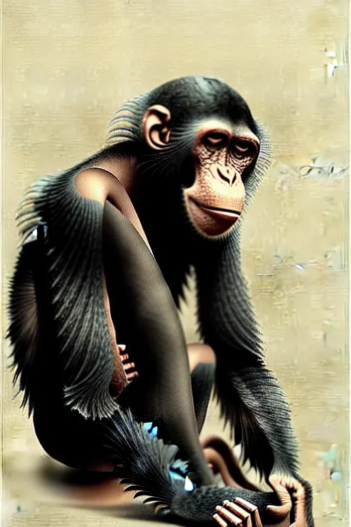 Image similar to (((((1950s robot chimp . muted colors.))))) by Jean-Baptiste Monge !!!!!!!!!!!!!!!!!!!!!!!!!!!!!!