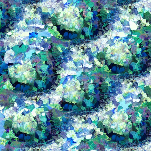 Prompt: seascape hydrangefractal artgallery glitch digitalart