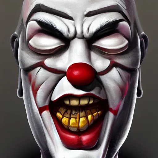 Image similar to concept art of clown by jama jurabaev, cinematic shot, brush hard, artstation, cgsociety, high quality, brush stroke