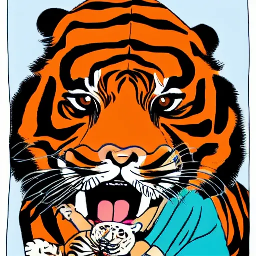 Prompt: Grandma being eaten by tiger