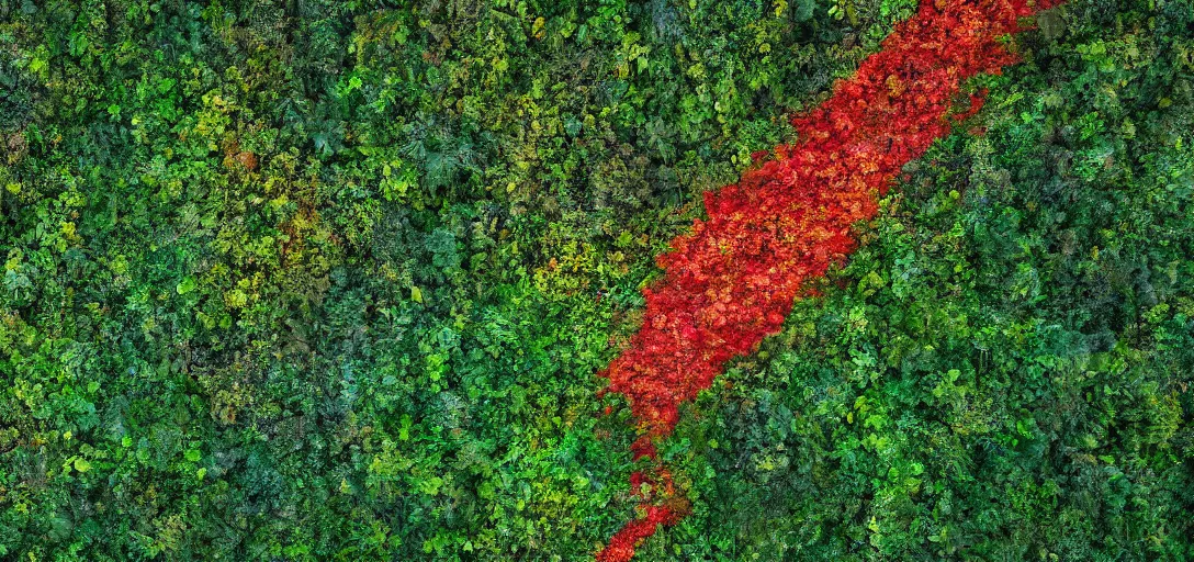 Image similar to a very high resolution image from a new movie. amazon forest made of plastic bags of different colors. photorealistic, photography, directed by anthony russo