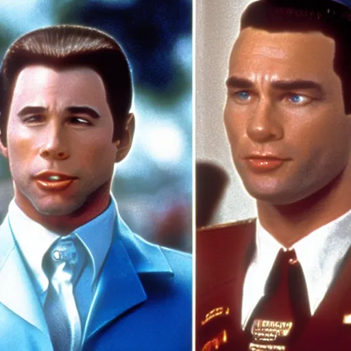 Image similar to john travolta as forrest gump