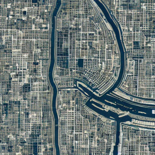 Image similar to Minimalist painting of a satellite view of a city
