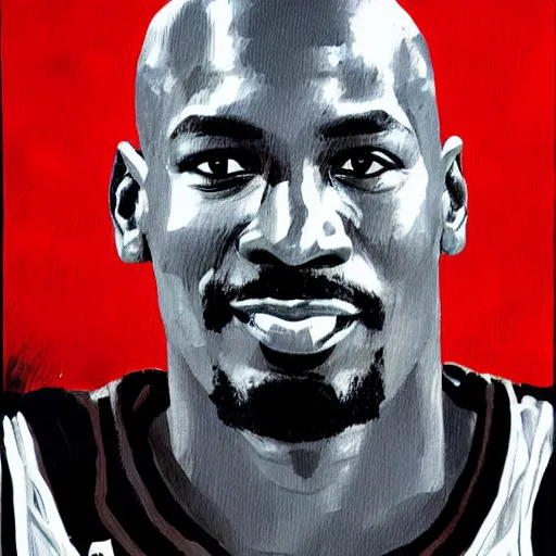 Image similar to Michael Jordan portrait by Ashley Wood